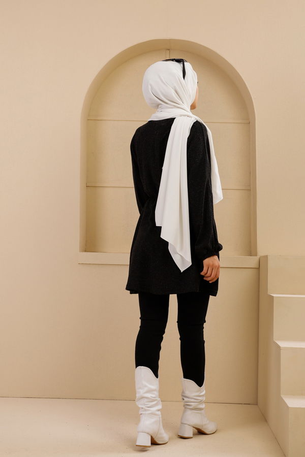 Düz Bisiklet Yaka Kadın Siyah 5283 TUNIK - 5283 SİYAH