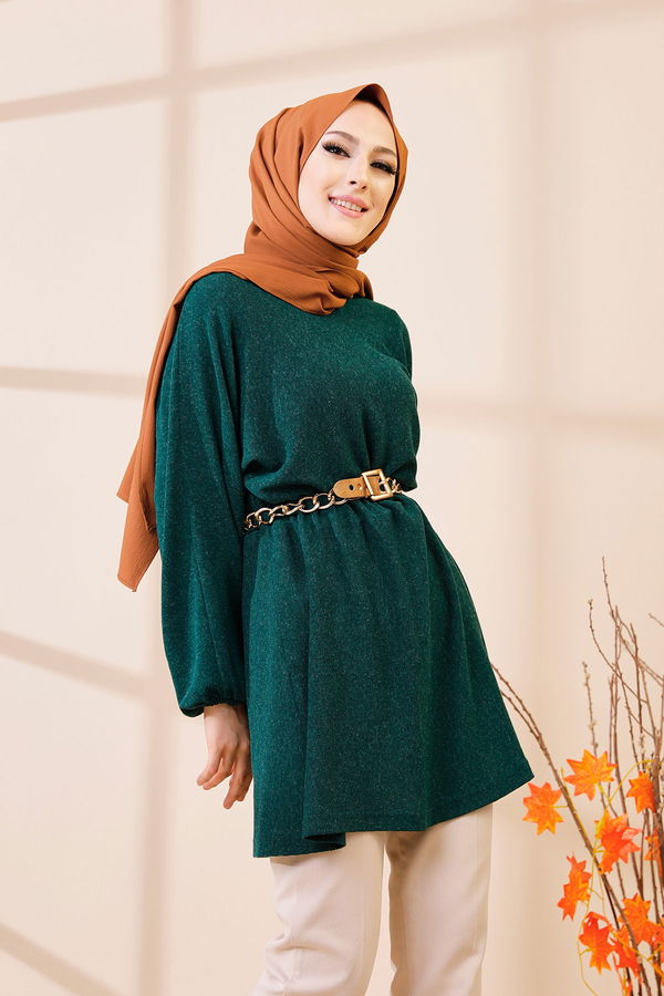 Düz Bisiklet Yaka Kadın Yeşil 5283 TUNIK - 5283 YEŞİL