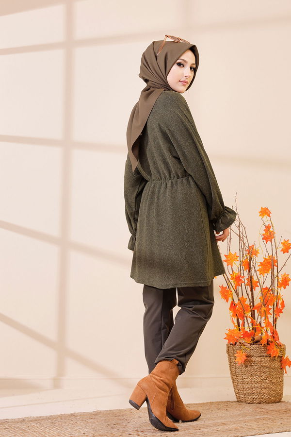 Düz Bisiklet Yaka Kadın Haki 5284 TUNIK - 5284 HAKİ