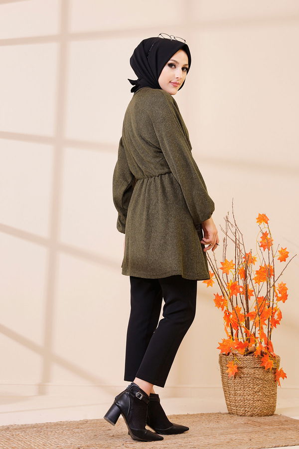 Düz Bisiklet Yaka Kadın Haki 5283 TUNIK - 5283 HAKİ