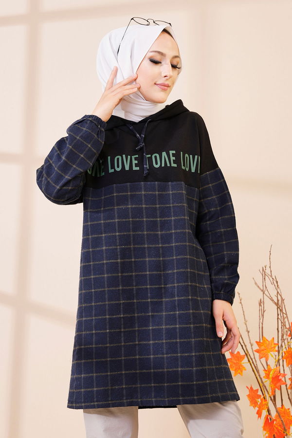 Düz Orta Kadın Lacivert 3402 TUNIK - 3402
