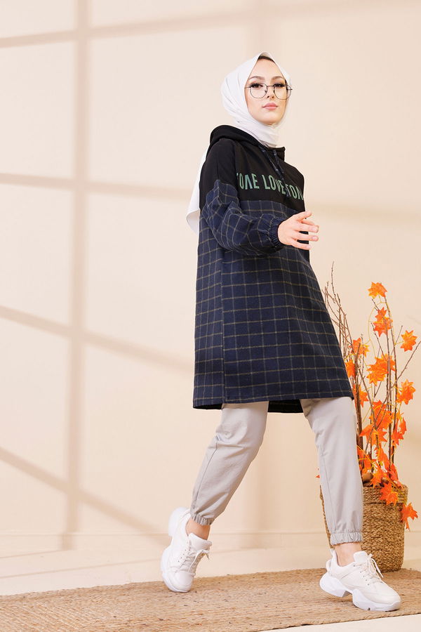 Düz Orta Kadın Lacivert 3402 TUNIK - 3402