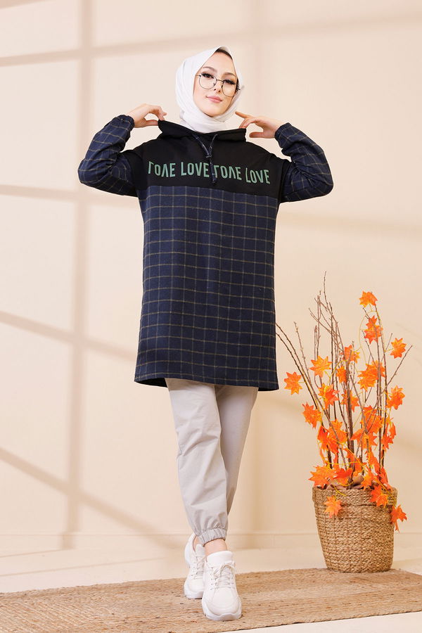 Düz Orta Kadın Lacivert 3402 TUNIK - 3402