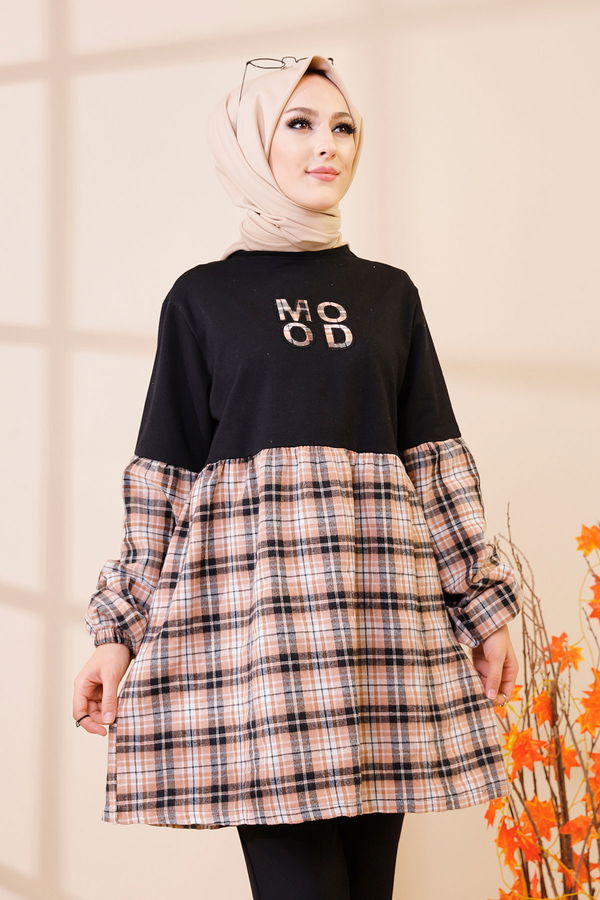 Düz Orta Kadın Vizon 3406 TUNIK - 3406 VİZON