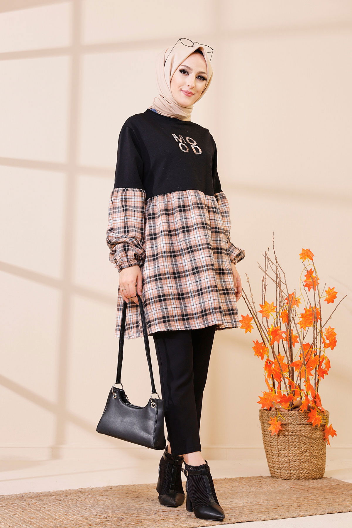 Düz Orta Kadın Vizon 3406 TUNIK - 3406 VİZON