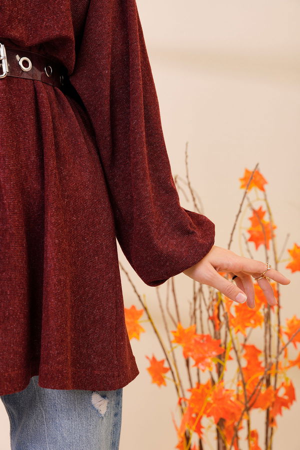 Düz Bisiklet Yaka Kadın Bordo 5283 TUNIK - 5283