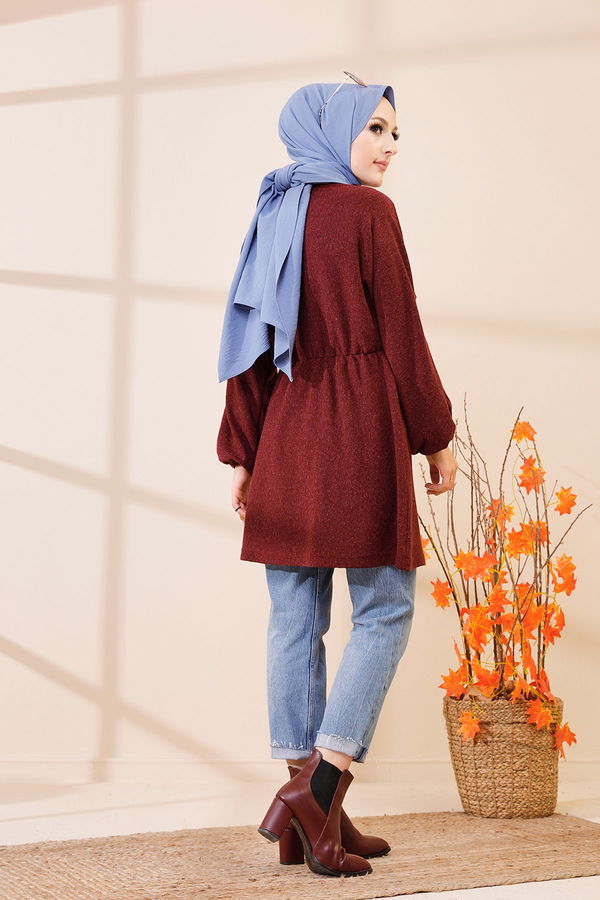 Düz Bisiklet Yaka Kadın Bordo 5283 TUNIK - 5283