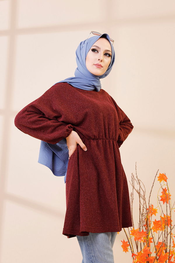 Düz Bisiklet Yaka Kadın Bordo 5283 TUNIK - 5283