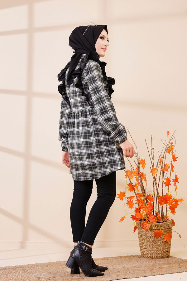 Düz Gömlek Yaka Kadın Haki 3332 TUNIK - Vizon - 46 - 3332