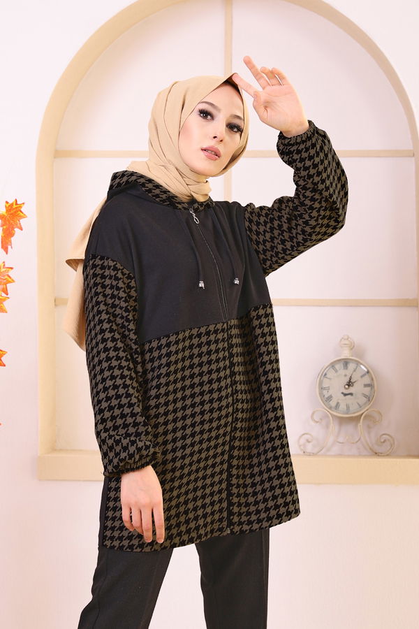 Düz Orta Kadın Haki TUNIK - 3415