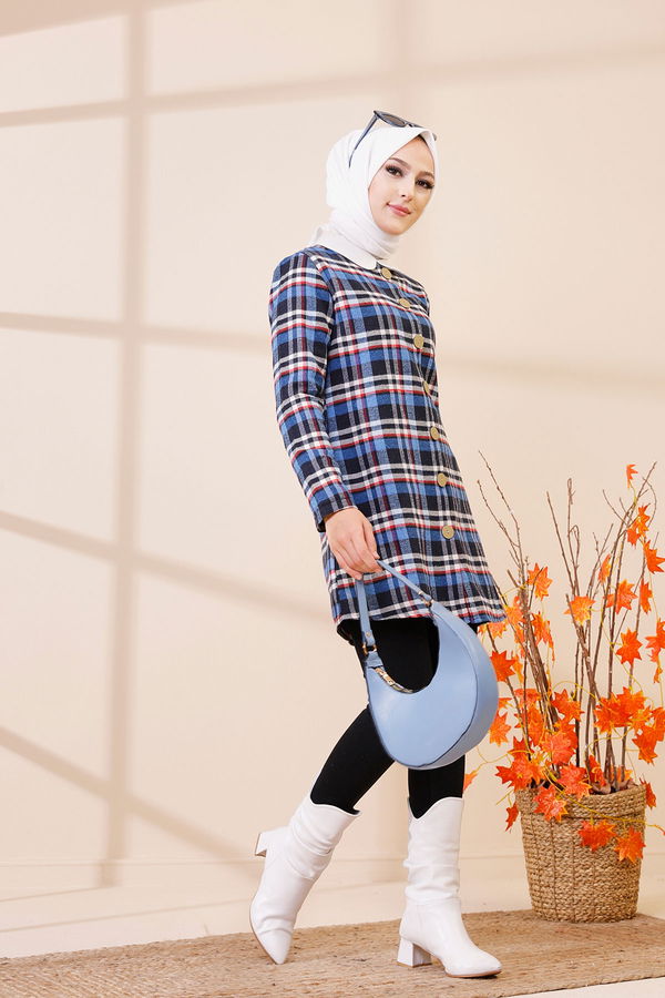 Düz Orta Kadın Mavi 3437 TUNIK - 3437 MAVİ