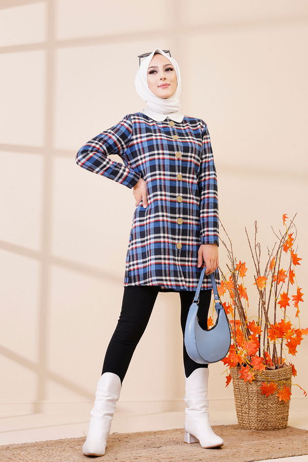 Düz Orta Kadın Mavi 3437 TUNIK - 3437 MAVİ