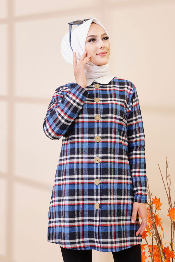 Düz Orta Kadın Mavi 3437 TUNIK - 3437 MAVİ