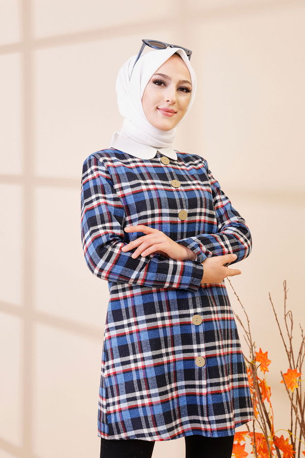 Düz Orta Kadın Mavi 3437 TUNIK - 3437 MAVİ