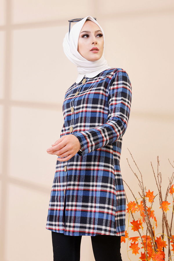 Düz Orta Kadın Mavi 3437 TUNIK - 3437 MAVİ