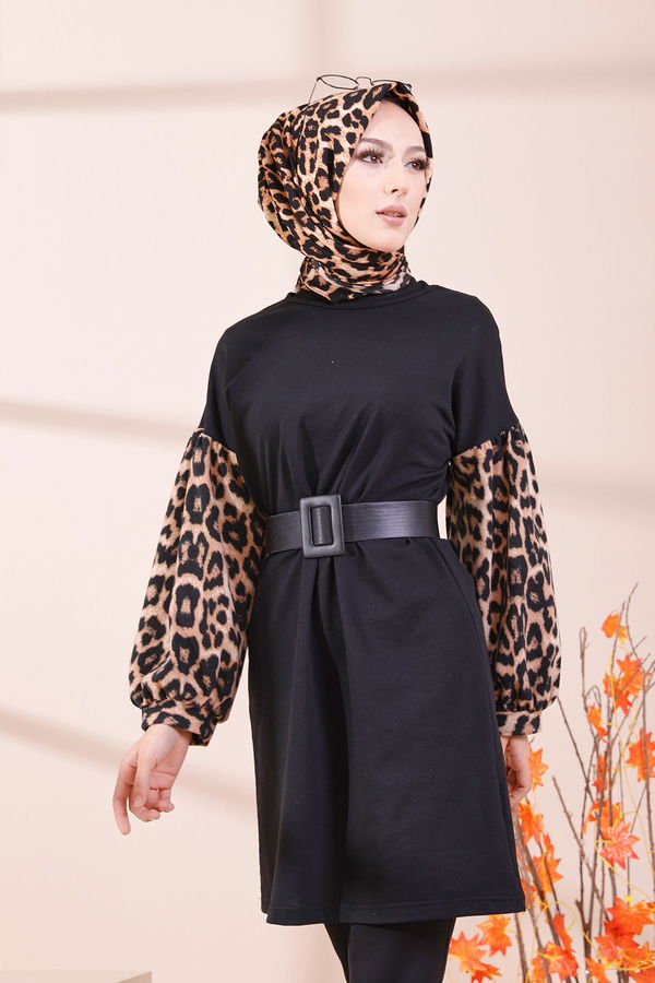 Düz Orta Kadın Siyah 3393 TUNIK - 3393