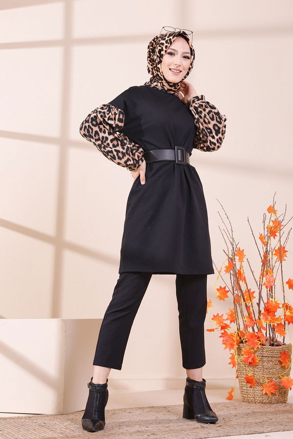 Düz Orta Kadın Siyah 3393 TUNIK - 3393