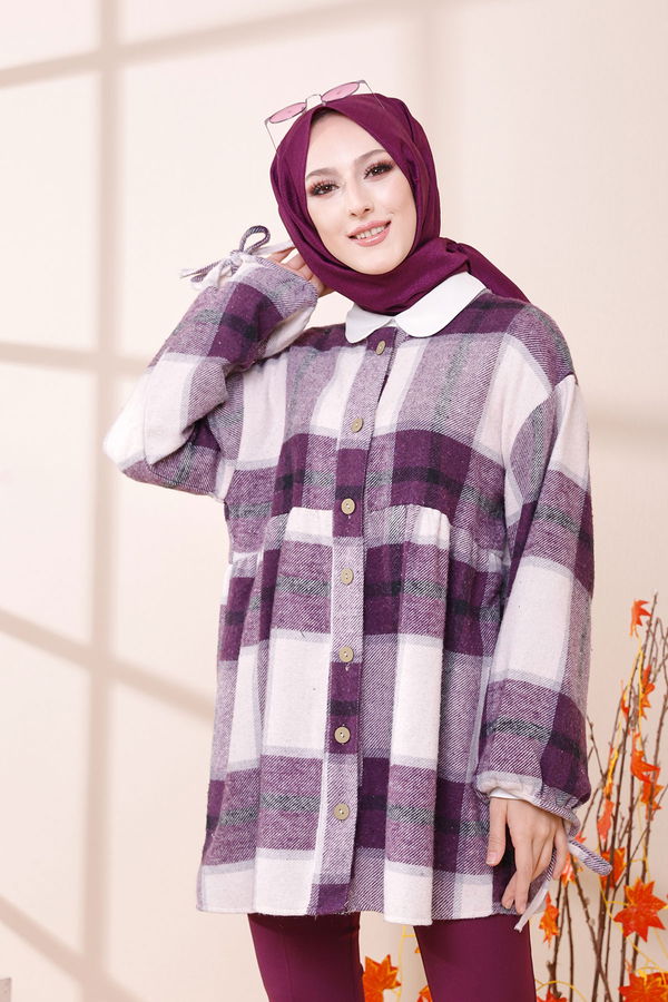 Düz Bisiklet Yaka Kadın Mürdüm 13375 TUNIK - 13375 MÜRDÜM