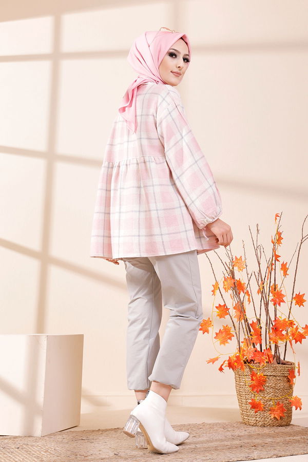 Düz Bisiklet Yaka Kadın Pembe 13375 TUNIK - 13375