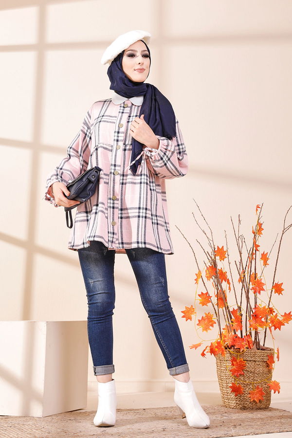 Düz Bisiklet Yaka Kadın Lacivert 13375 TUNIK - 13375 LACİVERT