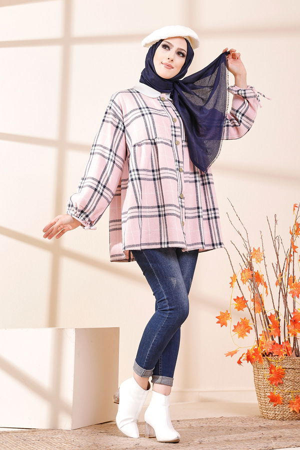 Düz Bisiklet Yaka Kadın Lacivert 13375 TUNIK - 13375 LACİVERT