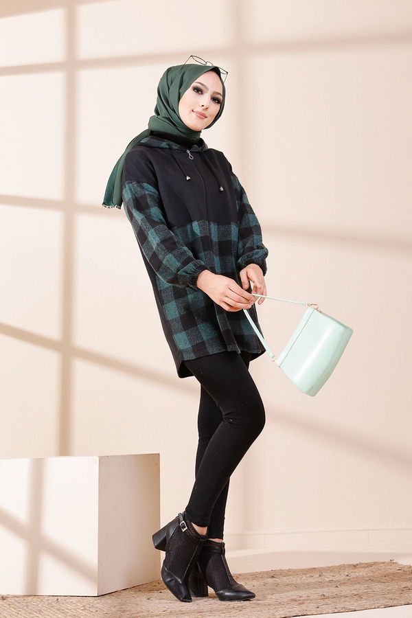 Düz Orta Kadın Yeşil TUNIK - 3415