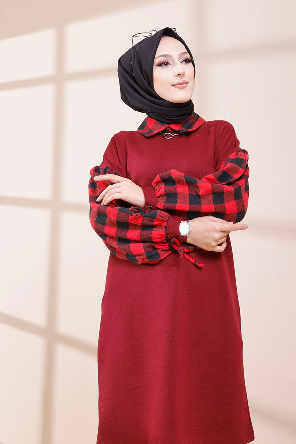 Düz Orta Kadın Bordo TUNIK - 3410