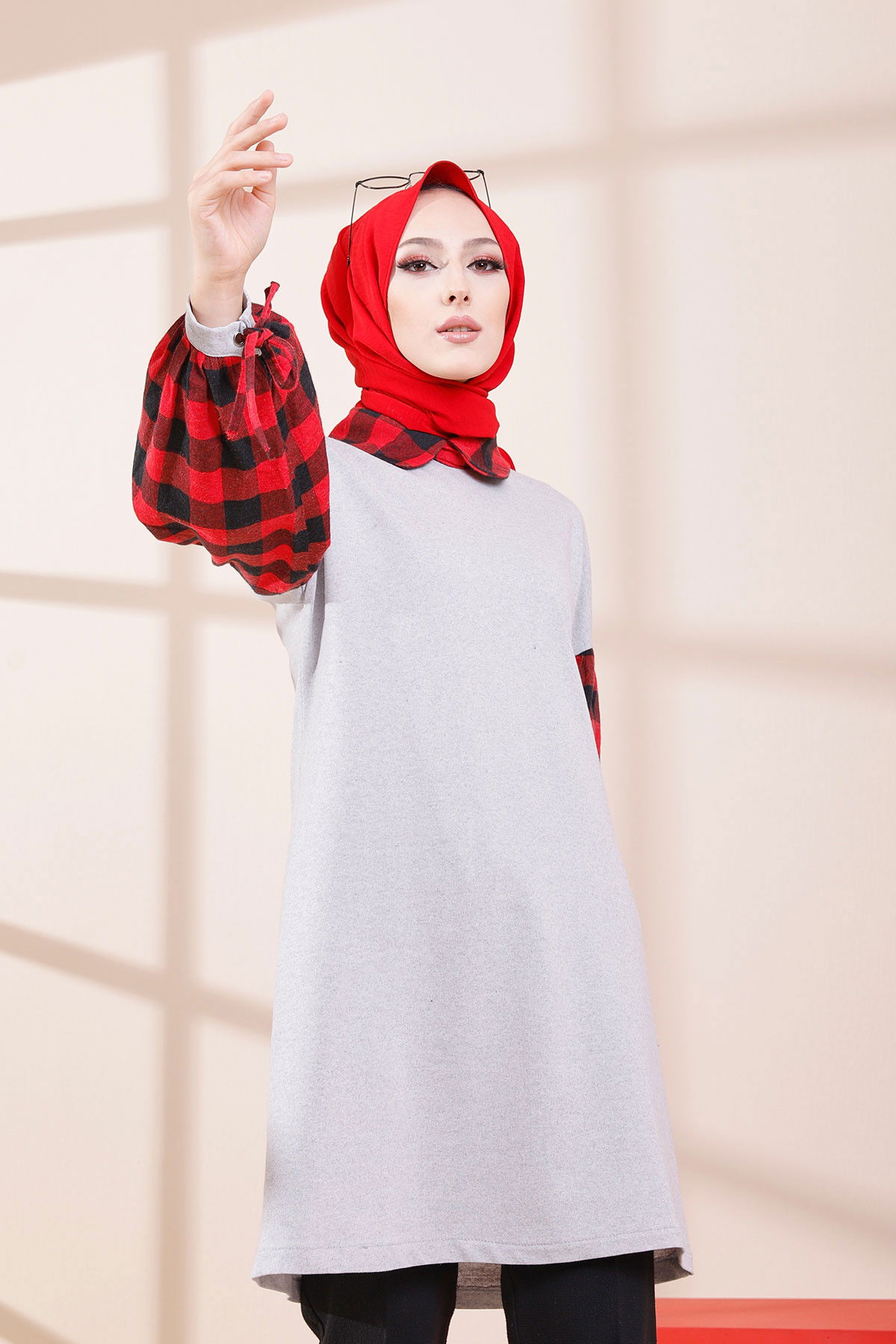 Düz Orta Kadın Gri TUNIK - 3410 GRİ