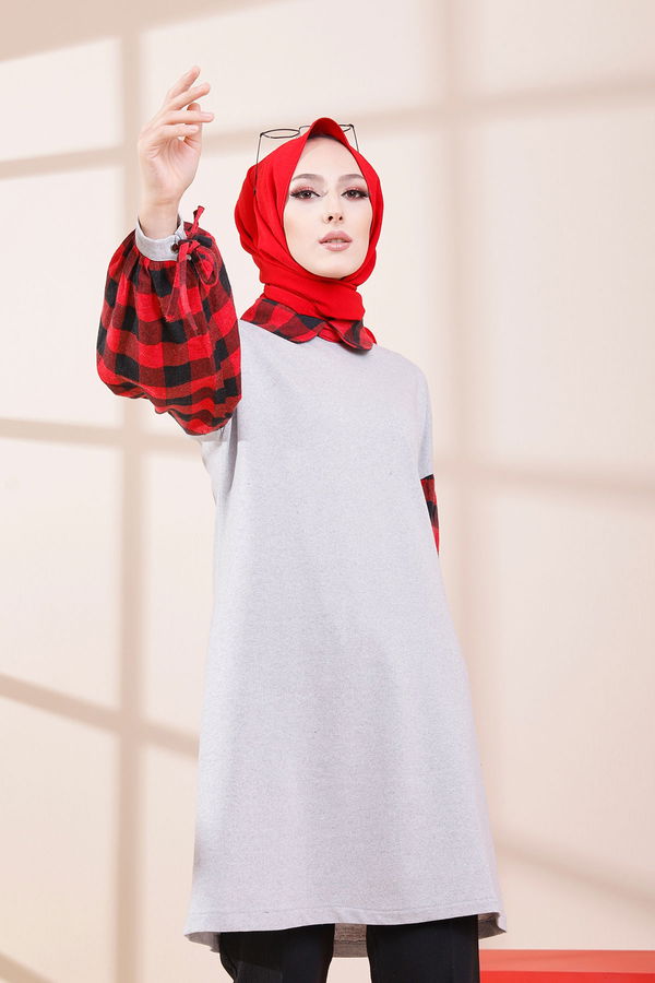 Düz Orta Kadın Gri TUNIK - 3410 GRİ