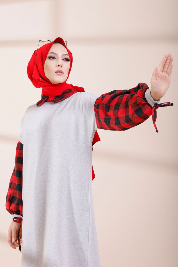 Düz Orta Kadın Gri TUNIK - 3410 GRİ