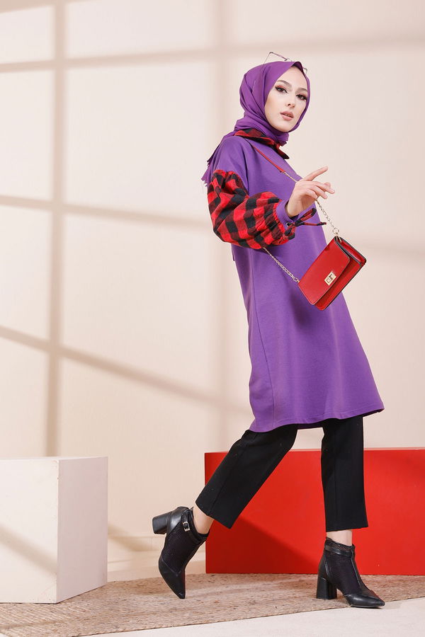 Düz Orta Kadın Mor TUNIK - 3410 MOR