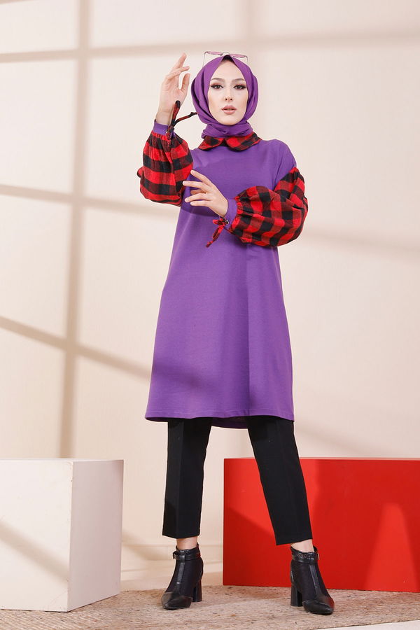 Düz Orta Kadın Mor TUNIK - 3410 MOR