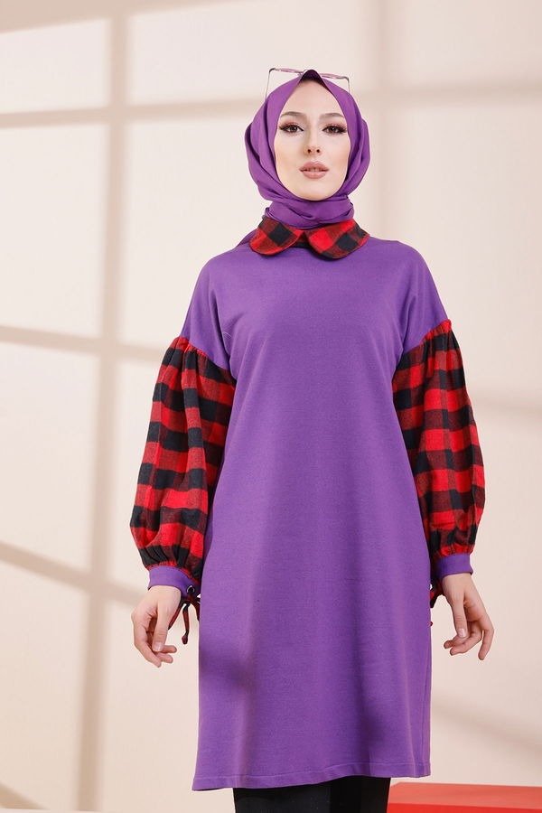 Düz Orta Kadın Mor TUNIK - 3410 MOR