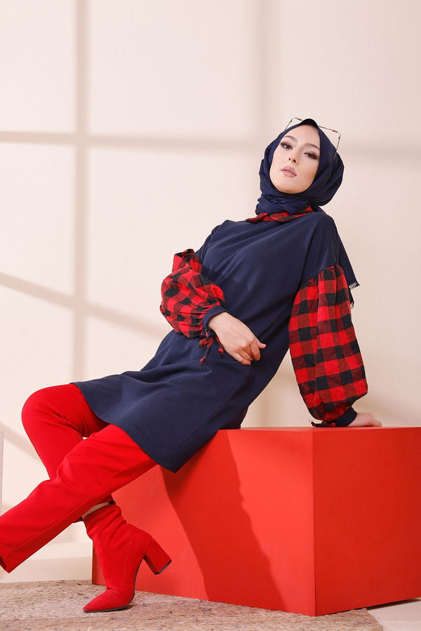 Düz Orta Kadın Lacivert TUNIK - 3410 LACİVERT