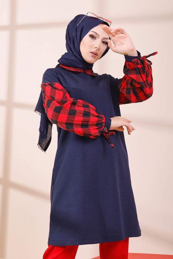 Düz Orta Kadın Lacivert TUNIK - 3410 LACİVERT