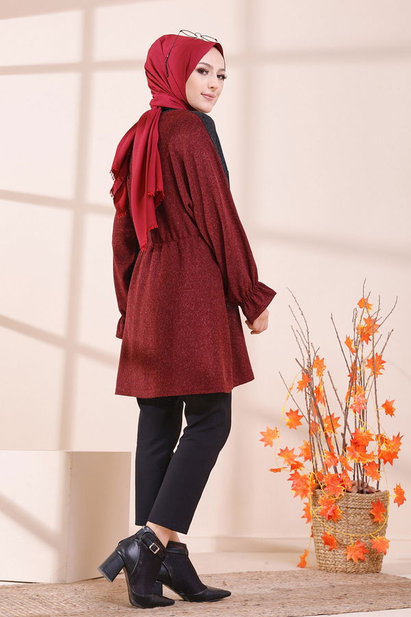 Düz Bisiklet Yaka Kadın Bordo 5287 TUNIK - 5287