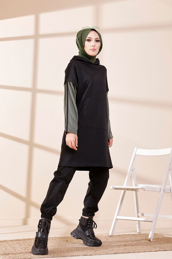 Düz Orta Kadın Haki 3371 TUNIK - 3371 HAKİ