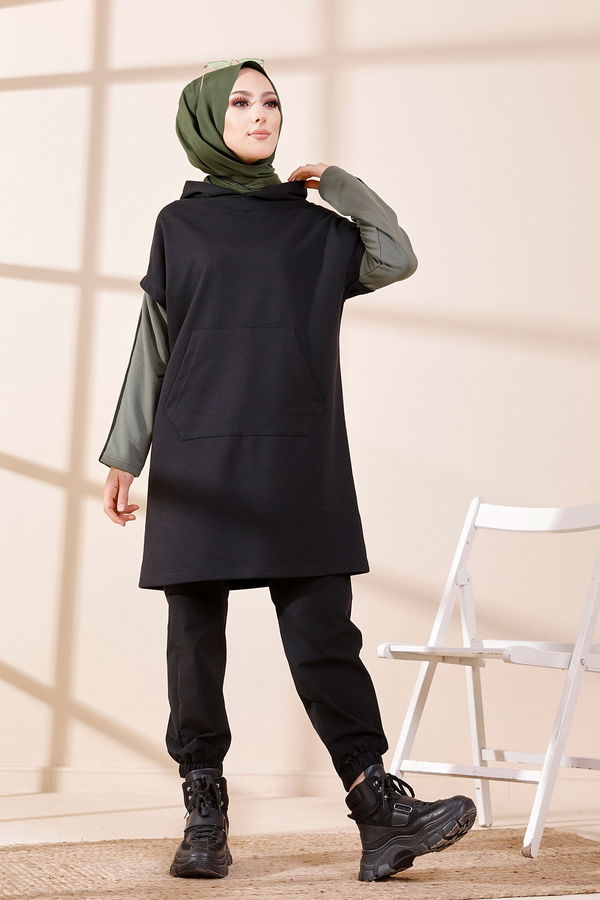 Düz Orta Kadın Haki 3371 TUNIK - 3371 HAKİ