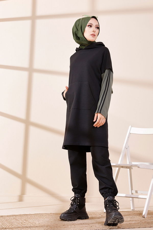 Düz Orta Kadın Haki 3371 TUNIK - 3371 HAKİ