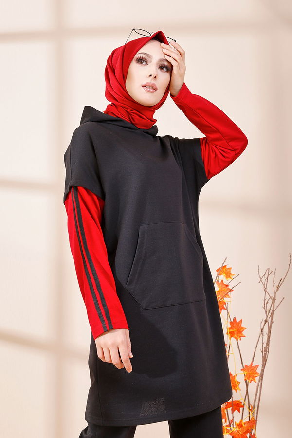 Düz Orta Kadın Bordo 3371 TUNIK - 3371 BORDO