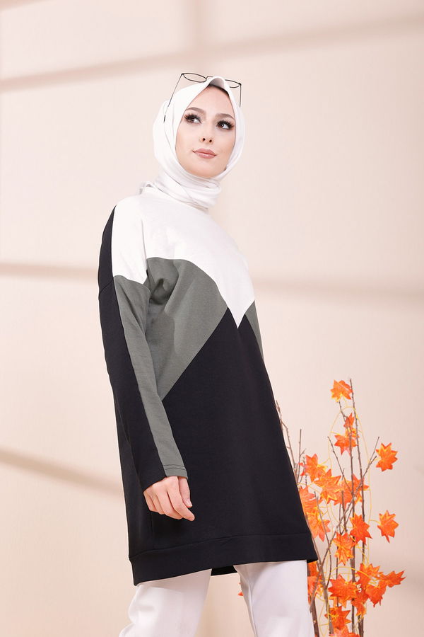 Düz Orta Kadın Haki TUNIK - 3425 HAKİ