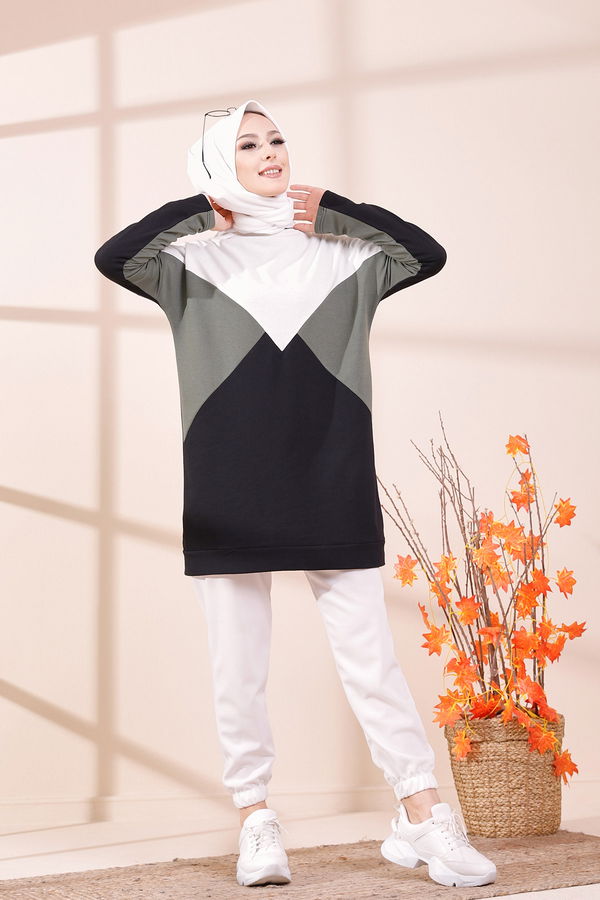 Düz Orta Kadın Haki TUNIK - 3425 HAKİ