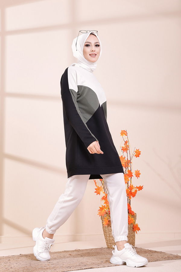 Düz Orta Kadın Haki TUNIK - 3425 HAKİ