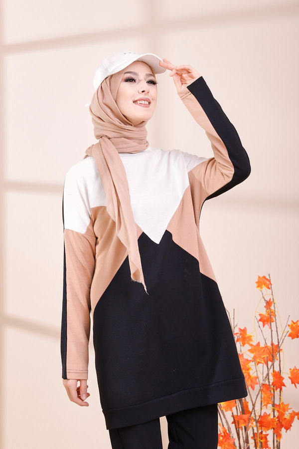 Düz Orta Kadın Vizon TUNIK - 3425 VİZON