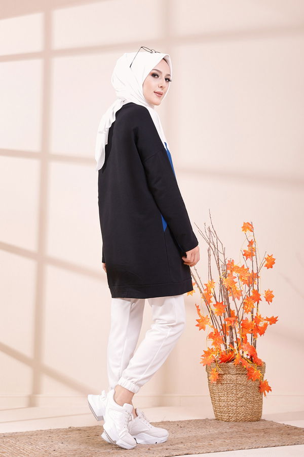 Düz Orta Kadın Mavi TUNIK - 3425