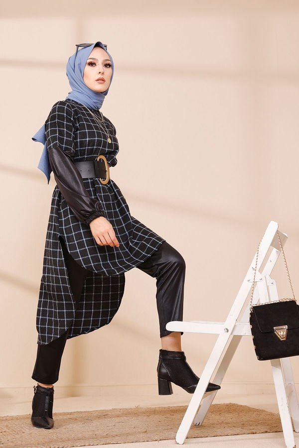 Düz Orta Kadın Mavi TUNIK - 3305 MAVİ