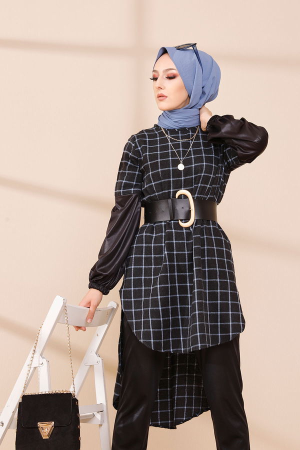 Düz Orta Kadın Mavi TUNIK - 3305 MAVİ