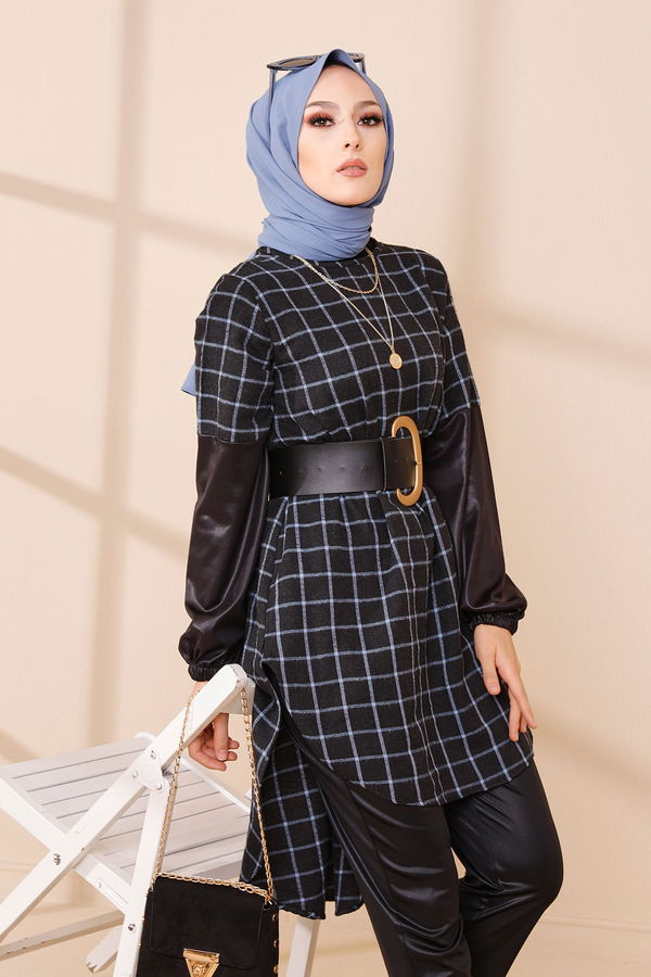 Düz Orta Kadın Mavi TUNIK - 3305 MAVİ
