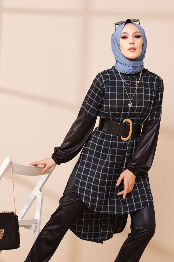 Düz Orta Kadın Mavi TUNIK - 3305 MAVİ