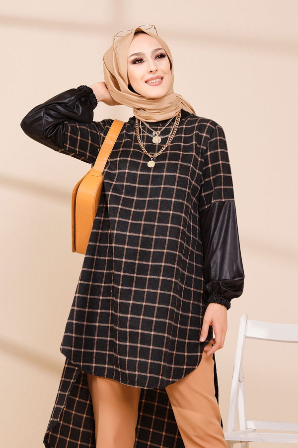 Düz Orta Kadın Siyah TUNIK - 3305